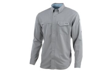 Image of HUK Performance Fishing Tide Point Woven Solid LS Tops, Long Sleeve - Mens, Grey, Large, H1500042-020-L
