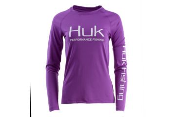 Image of HUK Performance Fishing W Pursuit Vented LS Tops, Long Sleeve - Womens, Dahlia, Extra Small, H6120022-510-XS