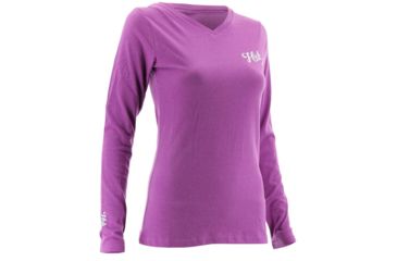 Image of HUK Performance Fishing Womens Logo Long Sleeve Shirt, Dahlia, Large, H6100011-510-L
