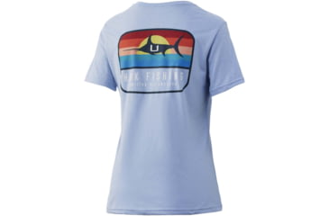 Image of HUK Performance Fishing Sunset Marlin V-Neck Tee - Womens, Coastle Sky Heather, XS, H6100071-437-XS