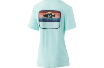 Image of HUK Performance Fishing Suntsent Bass V-Neck Tee - Womens, Beach Glass Heather, L, H6100070-366-L