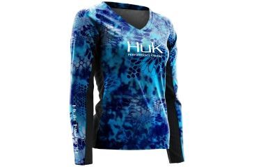 Image of HUK Womens Kryptek Long Sleeve Icon Shirt, Kryptek Pontus H1200075PONXL