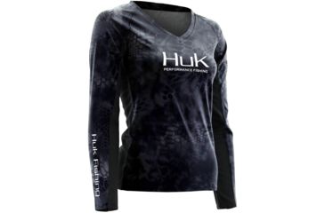 Image of HUK Womens Kryptek Long Sleeve Icon Shirt, Kryptek Typhon H1200075TYNXS
