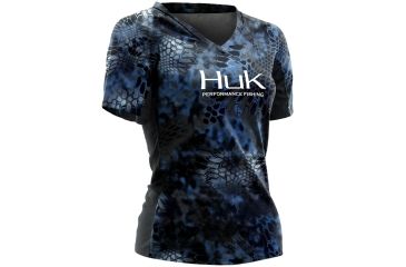Image of HUK Womens Kryptek Short Sleeve Icon Shirt, Kryptek Neptune H1200077NEPXS