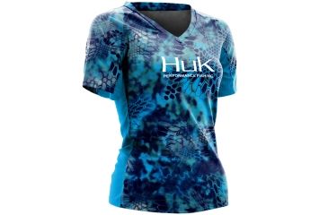 Image of HUK Womens Kryptek Short Sleeve Icon Shirt, Kryptek Pontus H1200077PONXL