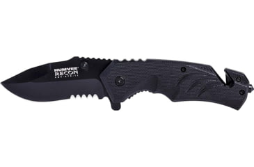 Image of Campco Humvee Tactical Recon Fixed Blade Knife, 3in, Stainless Steel, Part Serrated Edge, Drop Point Blade, Black Textured Handle, HMVKTR15