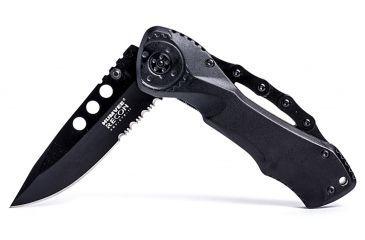 Image of Humvee Recon Serrated Blade with Pocket Clip and Spring Assist, Black HMV-KTR-11