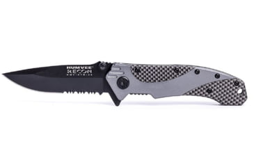 Image of Humvee Recon Serrated Blade with Pocket Clip and Spring Assist, Black and Green Grey HMV-KTR-06