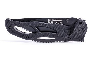 Image of Humvee Recon Serrated Blade with Thumb Stud, Black HMV-KTR-03