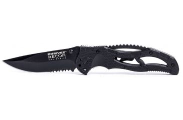 Image of Humvee Recon Serrated Blade with Thumb Stud, Black HMV-KTR-03