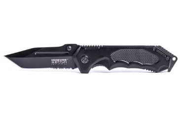 Image of Humvee Recon Serrated Blade with Thumb Stud, Black HMV-KTR-04