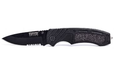 Image of Humvee Recon Serrated Blade with Thumb Stud, Black HMV-KTR-09