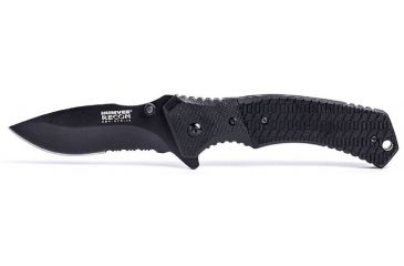 Image of Humvee Recon Serrated Blade with Thumb Stud, Black HMV-KTR-10