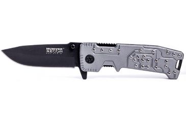 Image of Humvee Recon Steel Blade with Pocket Clip and Spring Assist, Black and Green Grey HMV-KTR-07