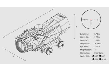 Image of Hunt World USA Saturn 4x32mm Tactical Rifle Scope, 32mm Tube, Prismatic, Black, NSN -, S4x32