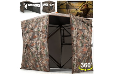 Image of Huntsen Hunting Blind Ground Blind with 90deg Full Open Door 360 Degree See Through, HT001712
