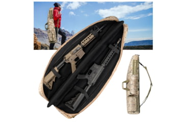 Image of Huntsen Outdoors Tactical Double Shotgun Rifle Gun Case with Shoulder Straps, HT0010-1
