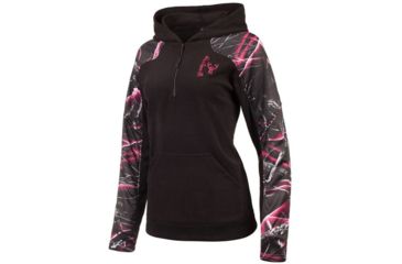Image of Huntworth 2-Tone Anti-Pill Fleece 1/4 Zip Hoodie - Womens, Black/Huntworth Moxie, Large E-958-W-BK/MX-L