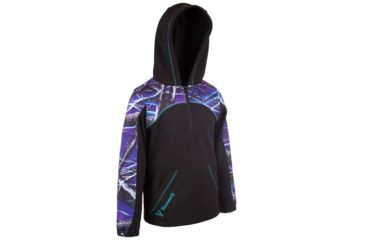 Image of Huntworth 2-Tone Fleece 1/4 Zip Pullover Hoodie Girls, Ultraviolet/ Black, Large E-904-YG-31UV/BK-L