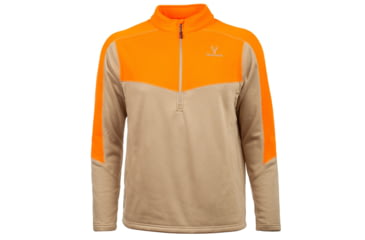 Image of Huntworth Bizmark Mid Weight Hunting 1/2 Zip Uplands Pullover - Mens, Khaki/Blaze, Medium, E-917-31KH/BZ-M