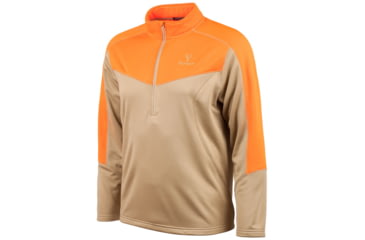 Image of Huntworth Bizmark Mid Weight Hunting 1/2 Zip Uplands Pullover - Mens, Khaki/Blaze, Medium, E-917-31KH/BZ-M