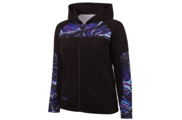 Image of Huntworth Camo Anti-Pill Fleece Hooded Jacket - Womens, Black / Ultraviolet, Large, E-963-W-31UV/BK-L