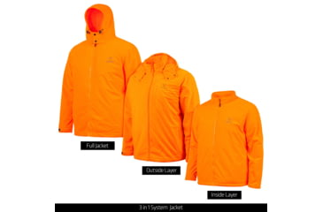 Image of Huntworth Huntington 3-in-1 Waterproof Tricot Jacket - Mens, Blaze, 2XL, E-9364-BZ-2XL