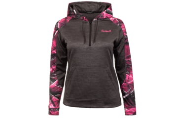 Image of Huntworth Ladies Camo Heather Performance Fleece Hoodie - Womens, Heather Gray/Passion, Large, E-9149-W-HG/PA-L
