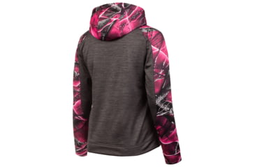 Image of Huntworth Ladies Camo Heather Performance Fleece Hoodie - Womens, Heather Gray/Passion, Large, E-9149-W-HG/PA-L