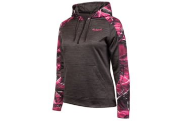 Image of Huntworth Ladies Camo Heather Performance Fleece Hoodie - Womens, Heather Gray/Passion, Large, E-9149-W-HG/PA-L