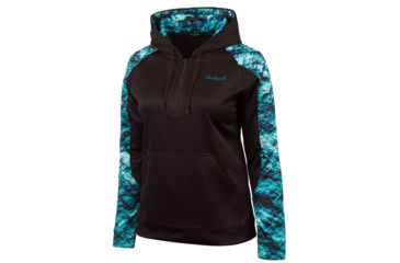 Image of Huntworth Lifestyle Performance Fleece Hoodie - Womens, Black/Phathom Lagoon, Medium, E-977-W-BK/LAG-M