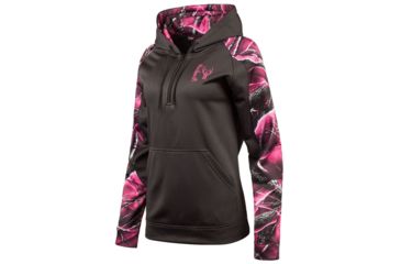 Image of Huntworth Lifestyle Performance Fleece Hoodie - Womens, Charcoal Gray/Passion, Medium, E-977-W-CG/PA-M