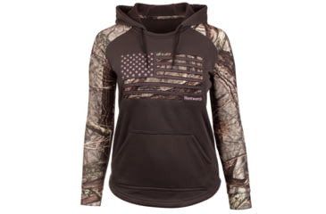 Image of Huntworth Performance Fleece Hoodie Horizontal Camo Flag - Womens, Charcoal Gray / Hiddn, Large, E-9413-W-CG/HDN-L