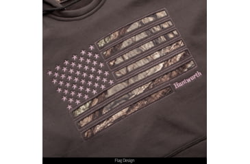 Image of Huntworth Performance Fleece Hoodie Horizontal Camo Flag - Womens, Charcoal Gray / Hiddn, Large, E-9413-W-CG/HDN-L