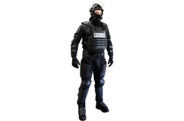Image of HWI Gear ED100 Elite Defender Riot Suit, CP100 Chest Protector/FA100 Forearm/SG100 Shin Guard/TG100 Thigh Guard, Carry Bag, Black, Extra Small/Small, ED100-XS/SM