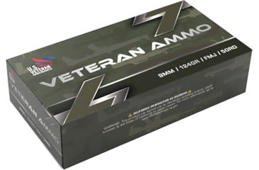 Image of Garaysar Hyperion Munitions 9mm Luger 124 Grain Full Metal Jacket Brass Cased Pistol Ammo, 50 Rounds, PARABEELUM