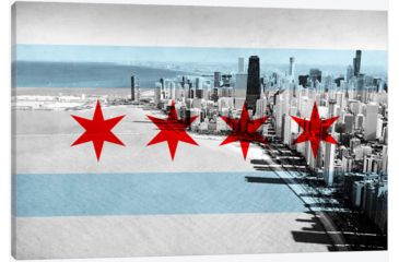 Image of iCanvas Chicago Flag, Chicago Skyline Canvas Print, Multi, 40x26x0.75 FLG29-1PC3-40x26