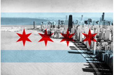 Image of iCanvas Chicago Flag, Chicago Skyline Canvas Print, Multi, 40x26x0.75 FLG29-1PC3-40x26