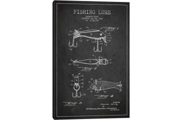 Image of iCanvas Fishing Tackle Dark Patent BluePrint,26x18 by Aged Pixel Canvas,26x18, 26 x 18 ADP1149-1PC3-26x18