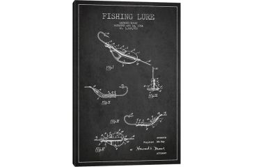 Image of iCanvas Fishing Tackle Dark Patent BluePrint,26x18 by Aged Pixel Canvas,26x18, 26 x 18 ADP1154-1PC3-26x18