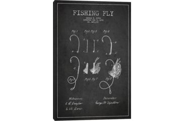 Image of iCanvas Fishing Tackle Dark Patent BluePrint,26x18 by Aged Pixel Canvas,26x18, 26 x 18 ADP1179-1PC3-26x18