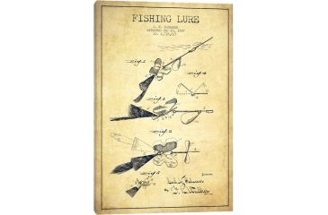 Image of iCanvas Fishing Tackle Vintage Patent BluePrint,26x18 by Aged Pixel Canvas,26x18, 26 x 18 ADP1178-1PC3-26x18