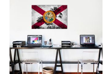 Image of iCanvas Florida Flag, Grudge Palm Trees Canvas Print, Multi, 40x26x0.75 FLG597-1PC3-40x26