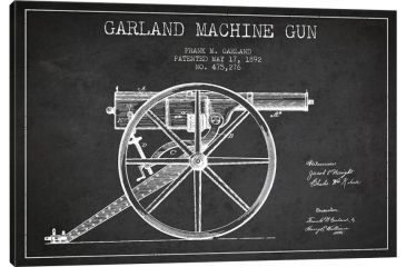 Image of iCanvas Garland Gun Charcoal Patent Blueprint by Aged Pixel Canvas Print, 12 x 18 ADP1389-1PC3-18x12