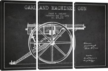 Image of iCanvas Garland Gun Charcoal Patent Blueprint by Aged Pixel Canvas Print, 40 x 60 ADP1389-3PC3-60x40