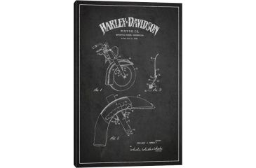 Image of iCanvas Harley-Davidson Motorcycle Fender Patent Application Blueprint Charcoal by Aged Pixel Canvas Print, 18 x 12 ADP2470-1PC3-18x12