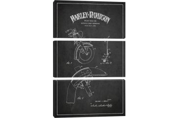 Image of iCanvas Harley-Davidson Motorcycle Fender Patent Application Blueprint Charcoal by Aged Pixel Canvas Print, 60 x 40 ADP2470-3PC3-60x40