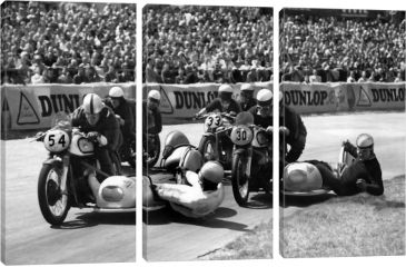 Image of iCanvas Motorcycle With Side Car Race Spill by Retro Images Archive Canvas Print, 40 x 60 RIS1120-3PC3-60x40
