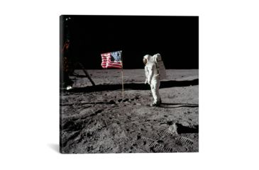Image of iCanvas Neil Armstrong Placing American Flag on the Moon by NASA Canvas Print, Multi, 18x18, 11047-1PC3-18x18