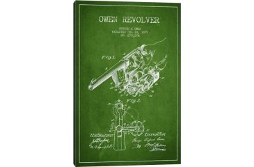 Image of iCanvas Owen Revolver Green Patent Blueprint by Aged Pixel Canvas Print, 18 x 12 ADP1345-1PC3-18x12